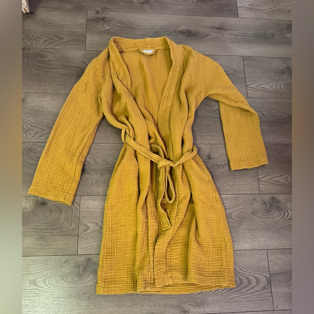 Parachute Yellow Women's Waffle Knit Robe Size XS Cotton